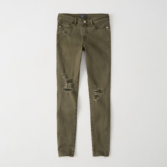 Distressed Olive Abercrombie Jeans 26 - Picture 1 of 6